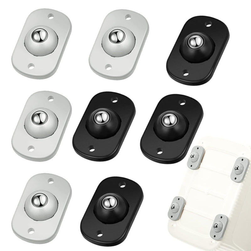 Self Adhesive Caster Wheels, Appliance Rollers for Kitchen Appliances, 360° Swivel Mini Universal Wheel Roller Casters, Sticky Pulley for Trash Can, Storage Box (Black, Grey - 8 PCS)