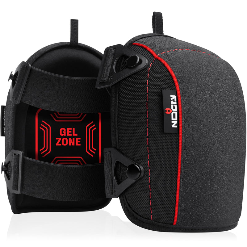 NoCry Flooring Knee Pads for Work with Extra-Wide Gel & Thick Foam Cushion — Work Knee Pads for Men with Reinforced Straps & Military Grade Rivets — Gel Knee Pads with Floor-Safe, Anti-Slip Leather Black Improved (with gel)