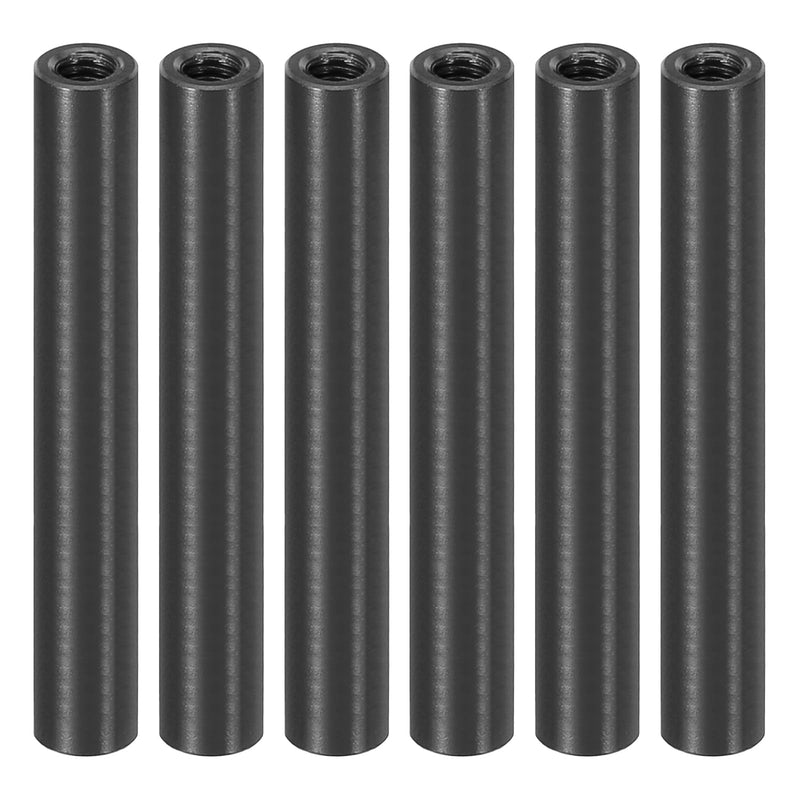 PATIKIL 6pcs M3 Metal Threaded Standoff Spacer Nuts, Round Aluminum Spacers Female Coupling Screws, 1/8" ID x 3/16" OD, Black, (40mm L) 40mm L