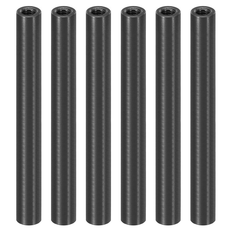 PATIKIL M3 Aluminum Spacers, 6 Pcs Metal Spacer Aluminum 3mm IDx5mm ODx55mm L Threaded Spacer Screw Standoff Column Bolts Female Round for RC Car Drones Stack Motherboard, Black 55mm L