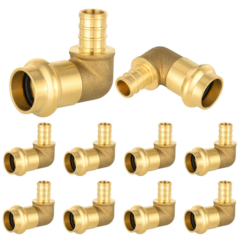 10Pcs EFIELD 1/2"PEX x 1/2"Copper Press 90 Degree Brass Elbow(PRESS091-10) 10 1/2"x1/2"