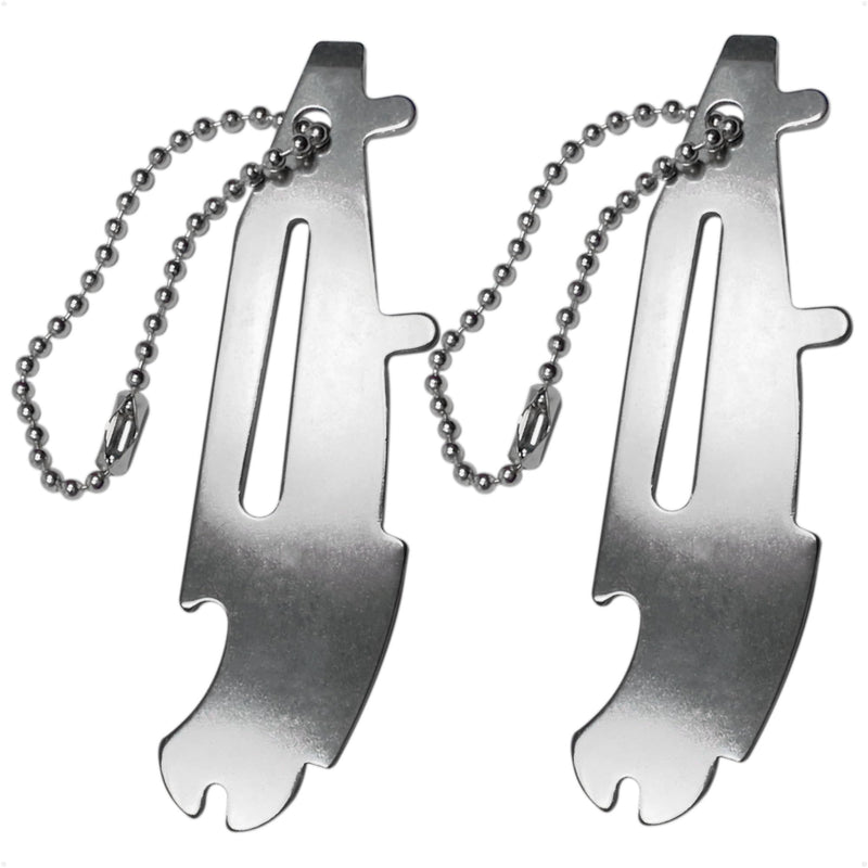 Five Oceans Universal Boat Multi-Tool - Stainless Steel Boat Gas Cap Key Tool with Shackle Opener, Bottle Opener, Screwdriver - 2-Pack