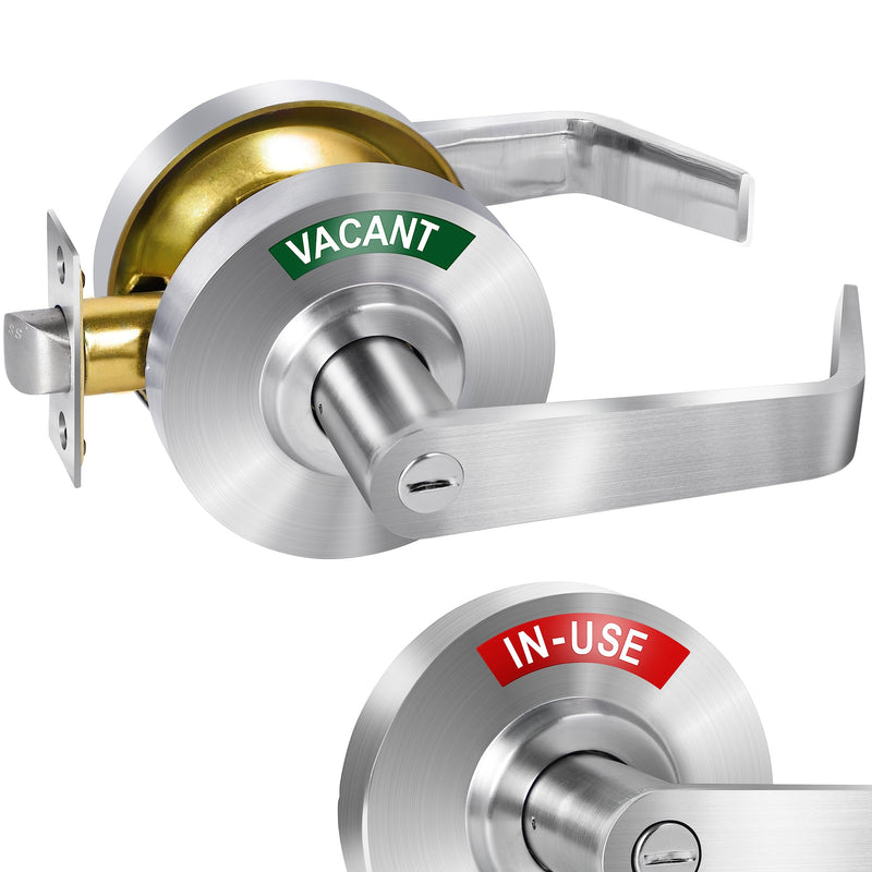 Privacy Indicator Door Lock Inuse or Vacant, Occupied Bathroom Door Handle, Commercial Large Door Lever Deadbolts, ANSI Grade2, Perfect for Restrooms, Office Buildings, Bars (Satin Chrome) Satin Chrome