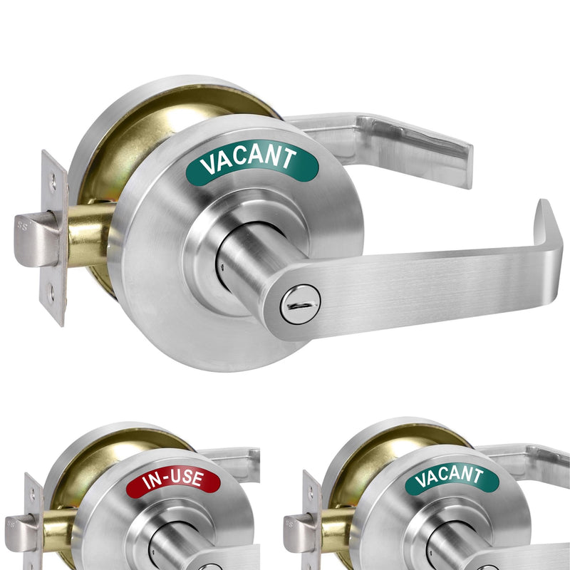 Privacy Indicator Lever Lock Inuse or Vacant, Occupied Bathroom Door Handle, Commercial Door Knob Perfect for Office Buildings,Gyms, Warehouse (Satin Chrome) Satin Chrome