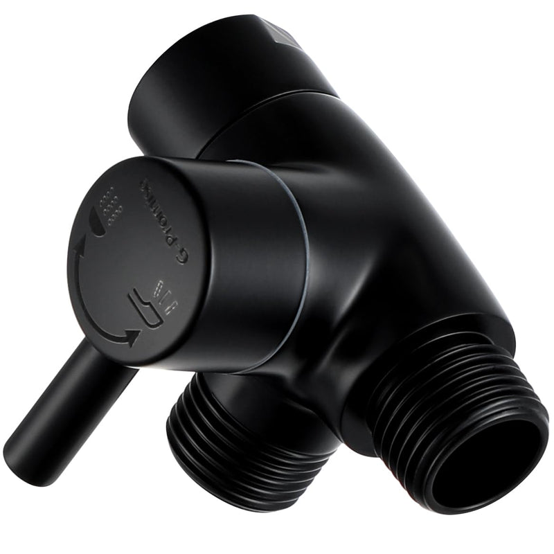 G-Promise Solid Metal Shower Arm Diverter for Hand Held Showerhead and Fixed Spray Head, G 1/2 3-Way Bathroom Universal Diverter System Replacement Part (Matte Black) Matte Black