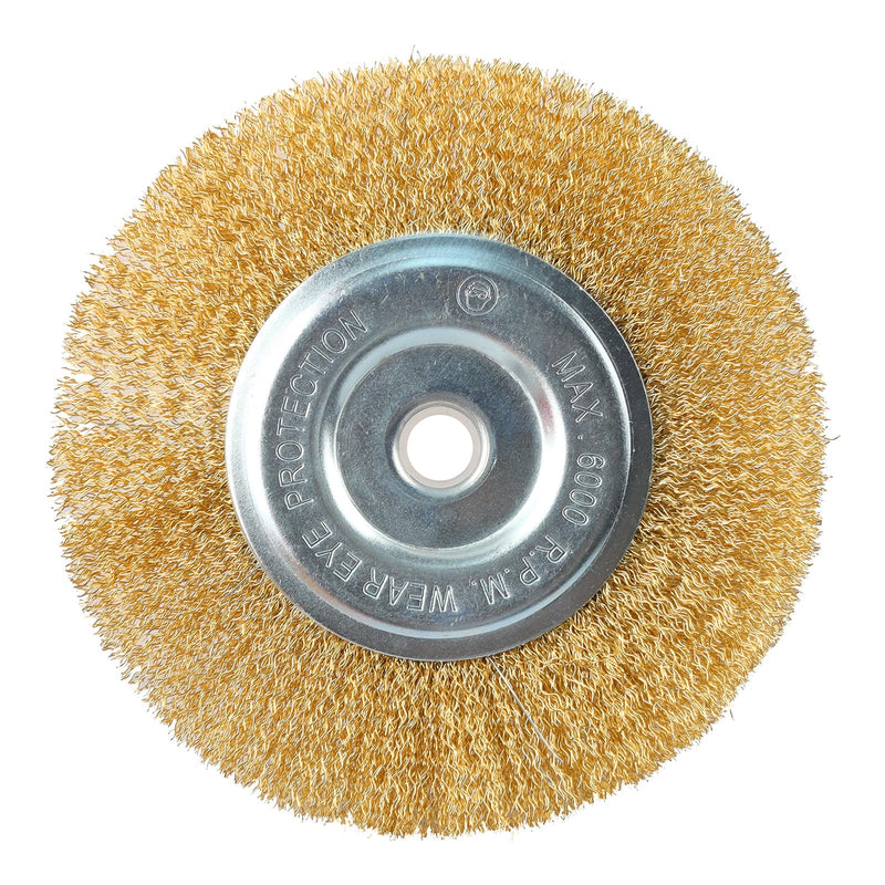 Wire Brush for Grinder - 6 Inch Fine Crimped Wire Wheel for Bench Grinder with 1/2" and 5/8" Arbor(0.0085Inch Wire Size), Efficiently Polish Nuts, Bolts and Assorted Car Parts. 6" 1Pcs
