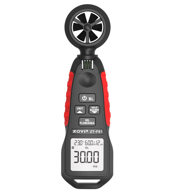 ZOYI ZT-FS1 Digital Anemometer - Accurate Wind Speed & Temperature Measurement, 6 Units Selection, Backlit LED Display, Ideal for Outdoor, HVAC, Industrial Monitoring