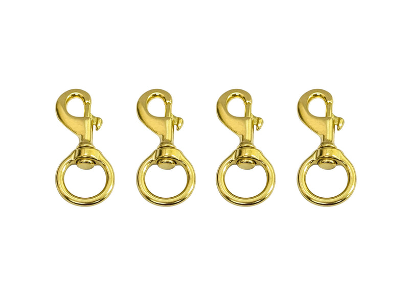 QCAA Solid Brass Heavy Duty Trigger Flagpole Clip Swivel Snap Hooks, for Leathercrafts, Dog Leads and Purses, 1", Vibrated Brass, Made in Taiwan, 4 Pack 4 Pack-1"