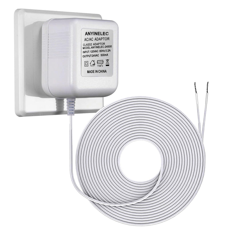 24V Doorbell Transformer,C-Wire Thermostat Adapter, for Ring Doorbell or Thermostat,Compatible with Ecobee,Sensi,Honeywell,Nest Hello,Wyze,Eufy (26.2 FT White) 24V