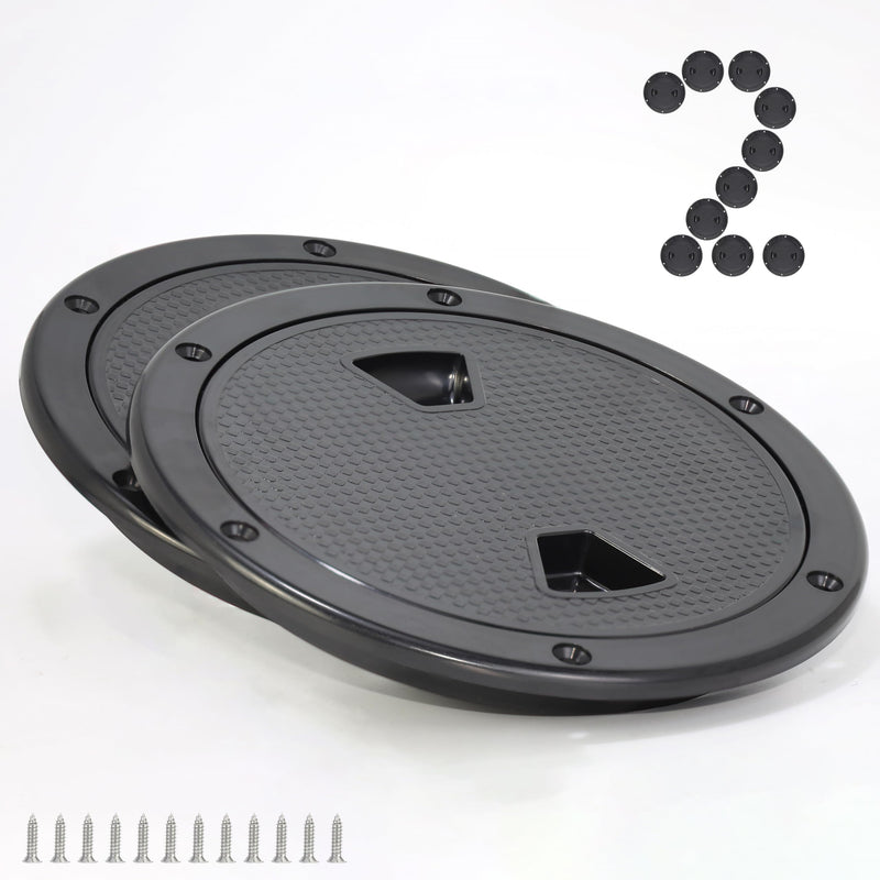 2 Pcs Marine Boat Round Deck Hatch Cover-Non-Slip Inspection Plate Access for Kayak,Yacht-Detachable Water-Tight Lid,Screws Included 6-inch