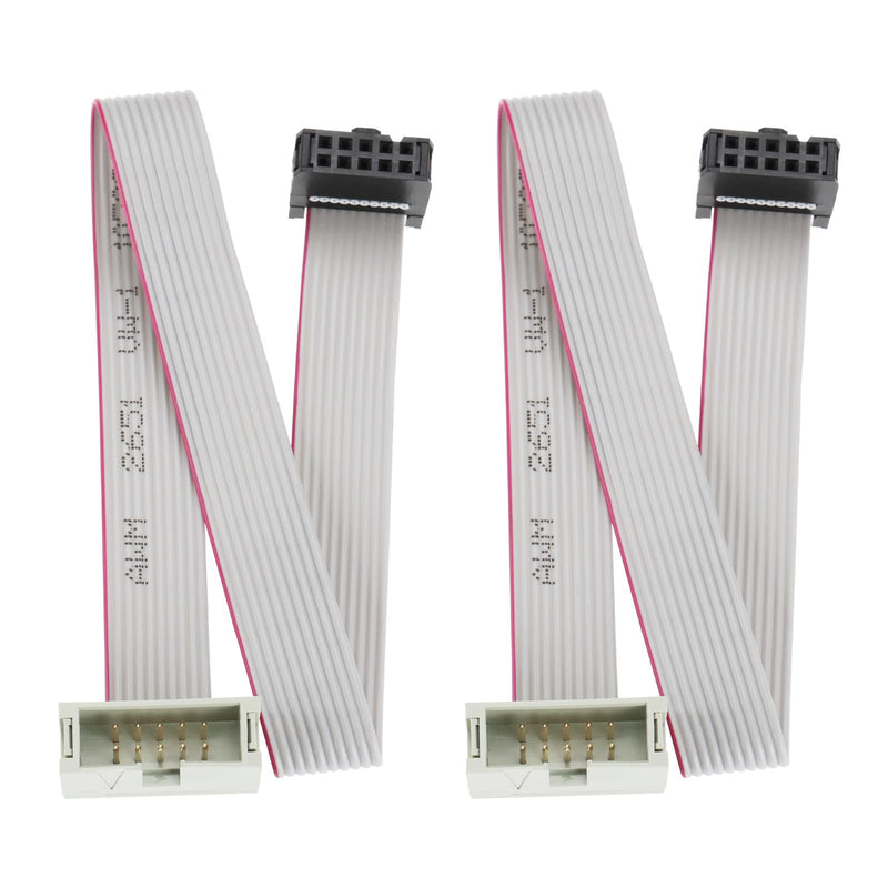 2Pcs 10 Pins IDC Extension Cable IDC Extension Jumper Connector Male to Female IDC Extension Cable 2.54mm Pitch Double Row Flat Ribbon Cable