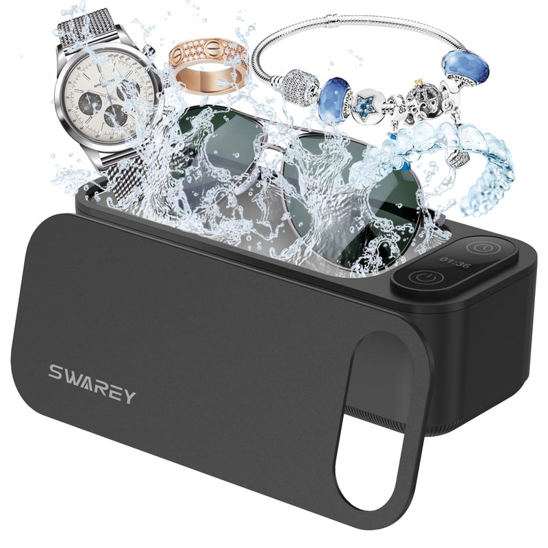 Ultrasonic Retainer Cleaner Jewelry Rings Dentures 23oz (680ML) 360° Deep Cleaning 45KHz Professional Lab Ultrasonic Glasses Cleaner with 5 Digital Timer and Watches Stand Sonic Cleaner Machine 680ML