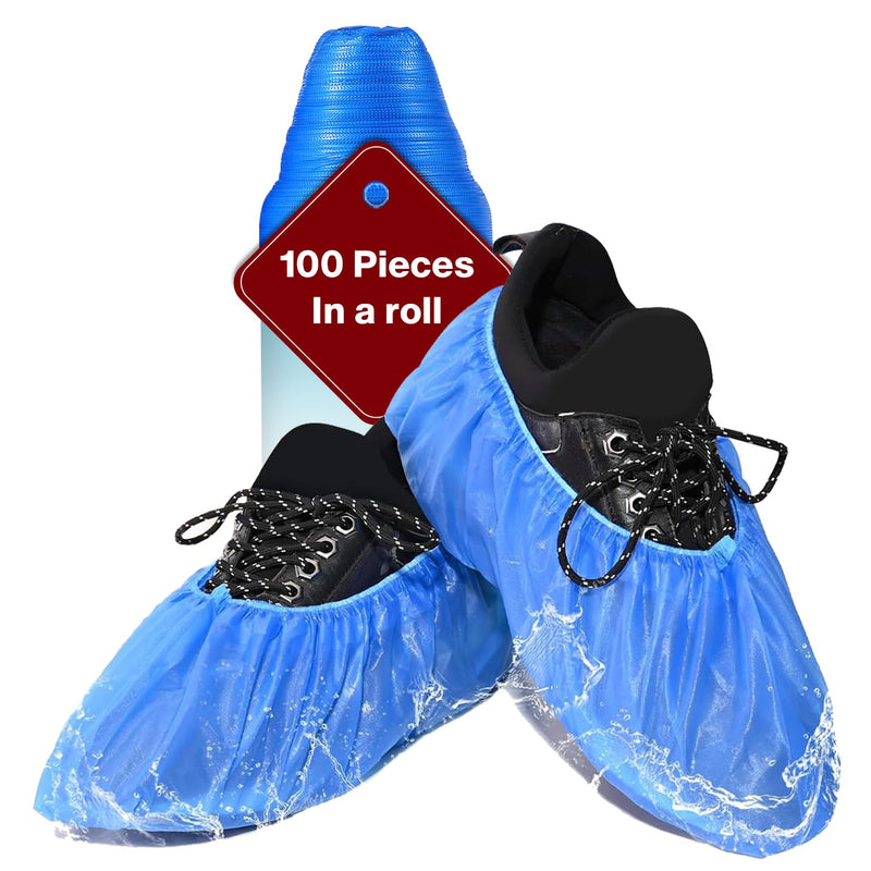 Roll CPE Shoe Covers Disposable - Booties for Shoes Covers with 100 PCS in a Roll,Disposable Shoe Covers for Indoors,Waterproof Shoe Cover,Shoe Covers for Houseworking,Visiting and Decorating ROLL-100