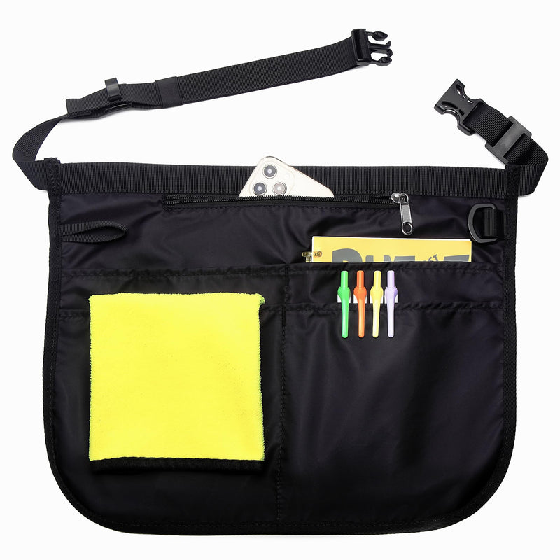 Waterproof Server Apron for Women with 5 Pockets,Quickly Put on and Take off Waitress Aprons,Work Apron for Bartender Barista Black