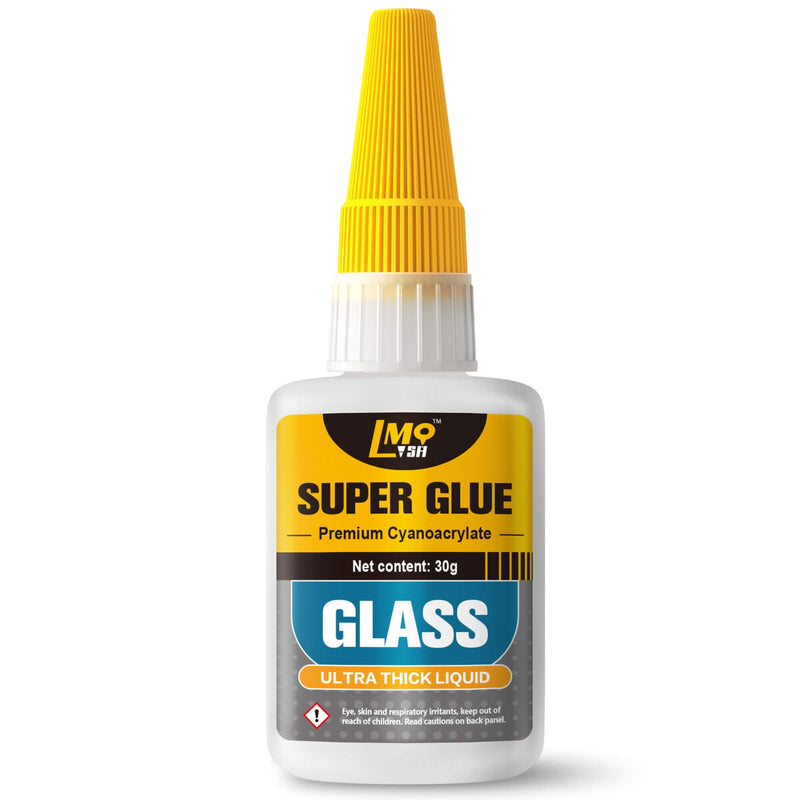 Glass Super Glue Liquid, Clear Instant Cyanoacrylate Adhesives for Glass Repair Food Safe, All Purpose CA Glue for Shoe Ceramic Plastic Leather Model Metal Wood Pottery Aquarium Porcelain Stone, Thick 30g-Thick Glass Glue