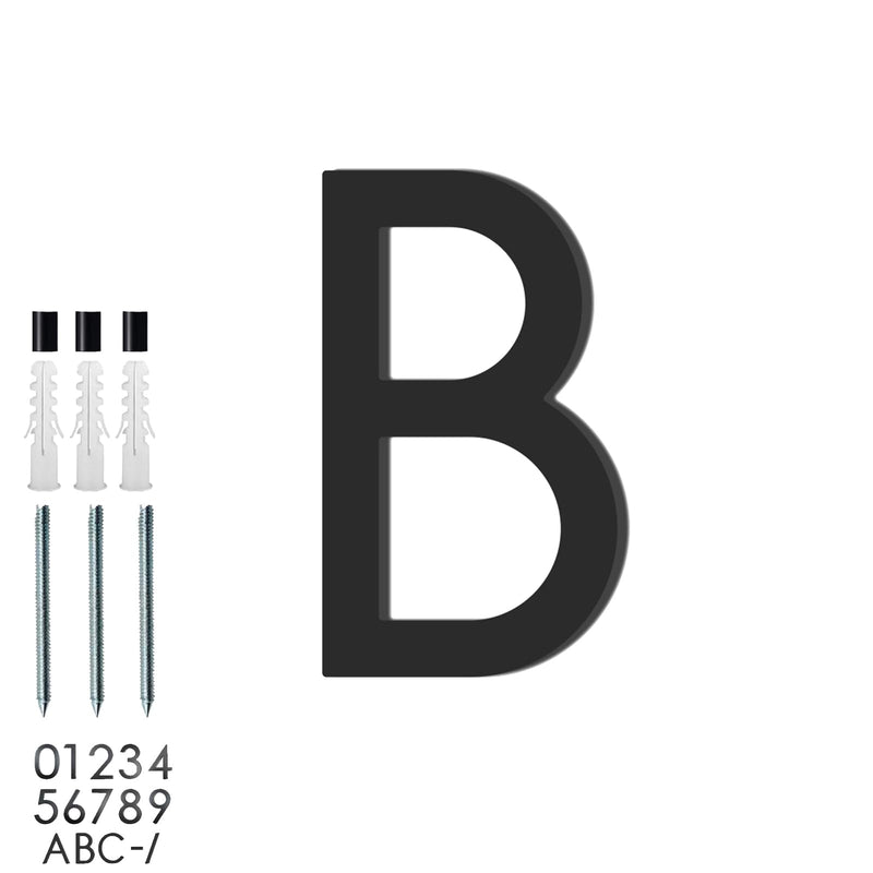 roslyong Floating House Number 6 Inch, Modern Outdoor Address Sign, Acrylic Solid Address Numbers with Nail Kit, Black Letter B