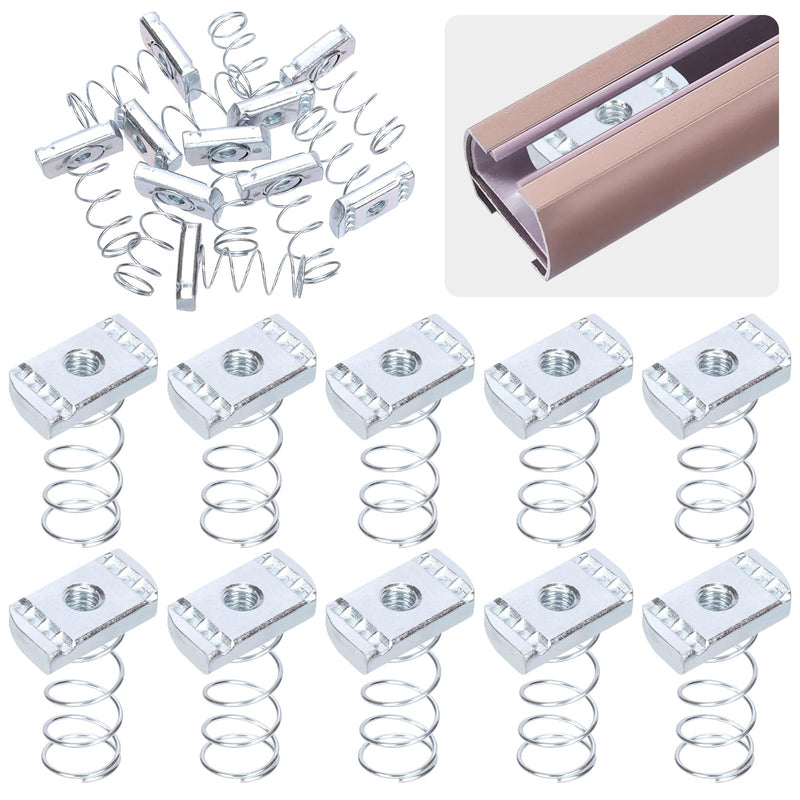 10Pcs Strut Channel Nuts 5/16"-18 with Standard Spring, Zinc Plated Spring Channel Nuts Spring Strut Nuts for Strut Channel