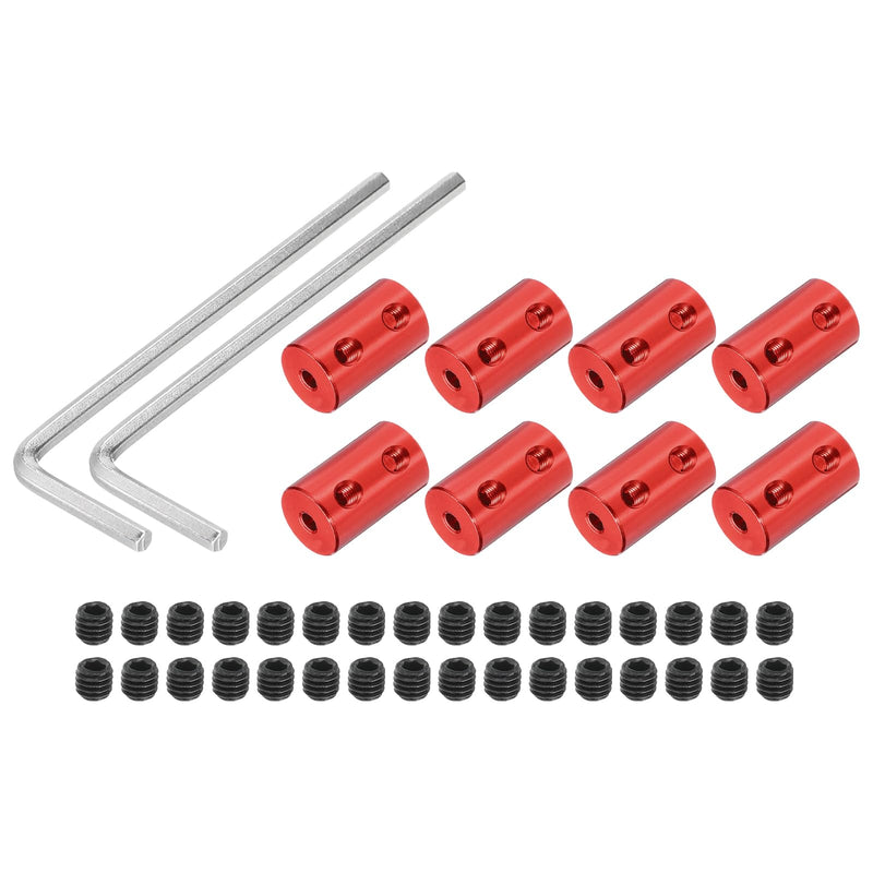 MECCANIXITY 3mm to 5mm Bore Rigid Coupling 20mm Length 12mm Dia M4 Aluminum Alloy Shaft Coupler Connector for 3D Printers DIY Car Boat Red, with 8pcs Coupling, 32pcs Screws, 2pcs Wrench 8