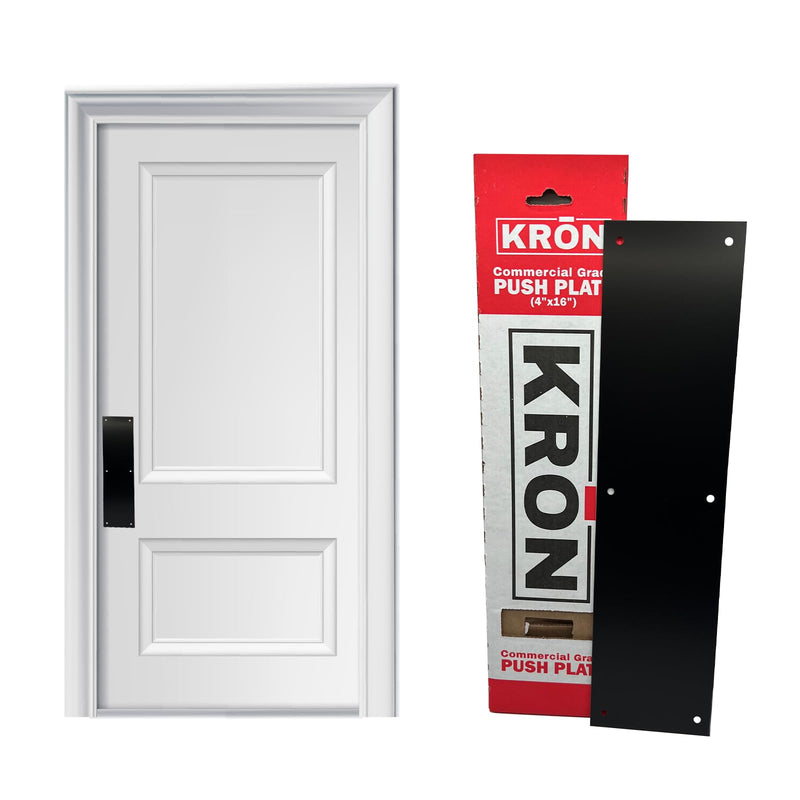 KRON - Door Push Plate, 4” x 16” Metal Plate with Screws for Wood or Metal Doors, Door Protection with Pre-Drilled Holes and Commercial Grade Screws - Oil Rubbed Bronze Oil Rubbed Anodize Aluminum - NewNest Australia