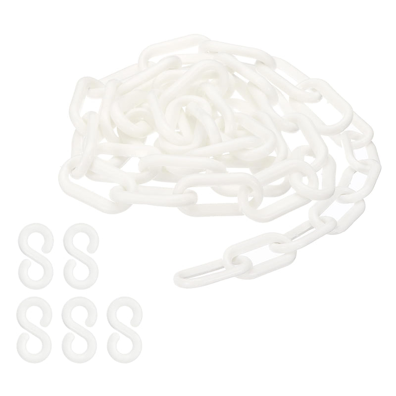 PATIKIL Plastic Chain Links, 3 Foot 1/4inch(6mm) Plastic Chains for Barriers, Crowd Control, Queue Lines, Parking, Fences, Gate, Concerts, and Decoration 3ft (1m) White