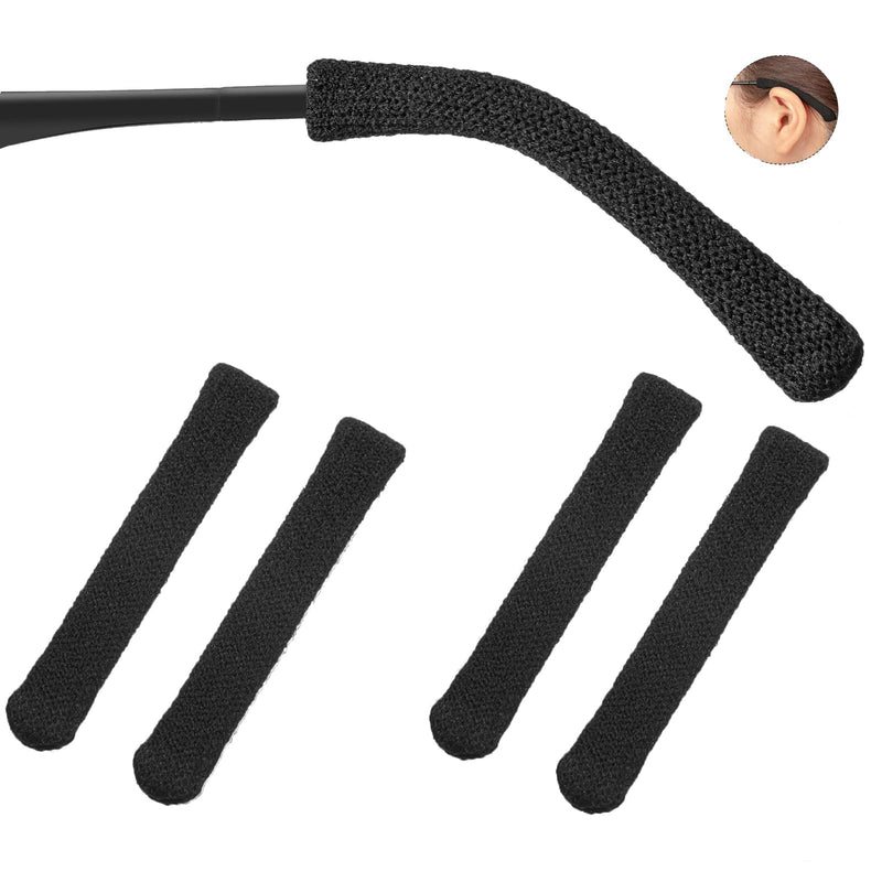 Eyeglasses Ear Cushions for Glasses Ear Cushion for Glasses Behind Ears Eye Glasses Ear Grippers Soft Knitting Cotton Eyeglasses Temple Tips Sleeve Glasses Arm Cushion Anti Slip ( 2 Pairs Black ) 1 A1 Black