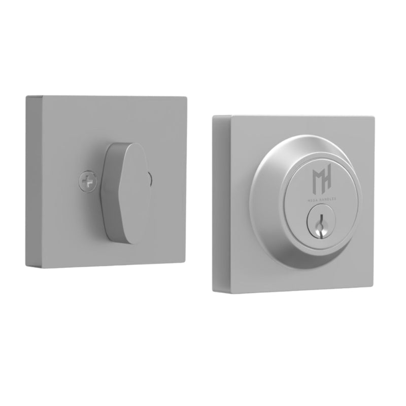 Mega Handles - SUANA Deadbolt I Entrance Deadbolt Lock - Heavy Duty Square Locking Deadbolt for Left or Right-Handed Doors - Interior/Exterior - Polished Chrome 1