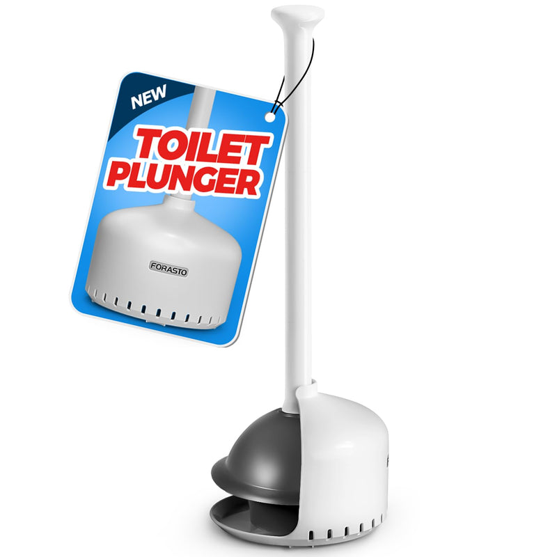 Toilet Plunger with Holder,Plungers for Bathroom with Holder,Heavy Duty Plunger with Cover,Bathroom Decor，Bathroom Accessories，Toilet Bowl Cleaners,White White