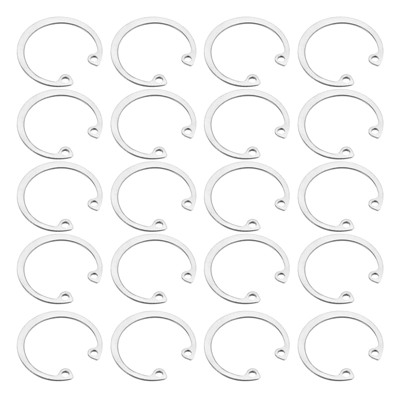 uxcell 30Pcs 26mm Internal Retaining Ring Circlip, 304 Stainless Steel Internal Circlip Snap Rings C-Clips for Grooved Shafts Studs, Silver Tone 30