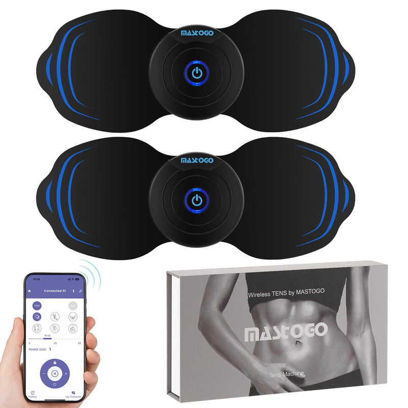 Wireless Tens Unit Muscle Stimulator - Two Sets of Tens Unit Massager for Pain Relief - Up to 12 Mode 20 Intensity Portable with App Controlled Bluetooth TENS EMS Muscle Stimulator Machine