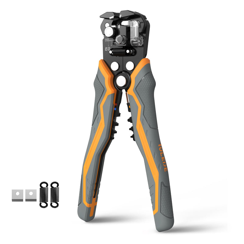 3-In-1 Self Adjusting Wire Stripper, Stripper/Cutter/Crimping Automatic Wire Stripper, 8 Inch Wire Stripper Tool for 10-24 AWG, Comes with Replaceable Stainless Steel Blades & Springs ‎TLD02001