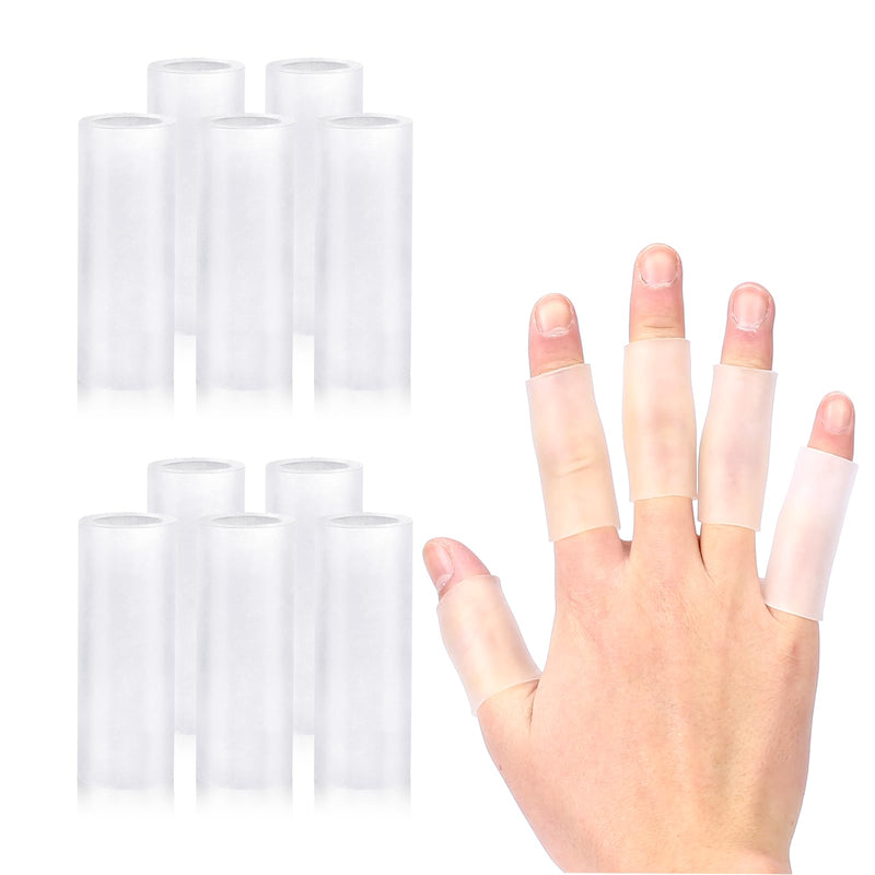 10 Pcs Finger Sleeves Protectors Silicone Finger Protectors Silicone Finger Sleeve Finger Covers Cushions and Protects Gel Rubber Finger Shields Provide Relief for Cracked Finger Transparent