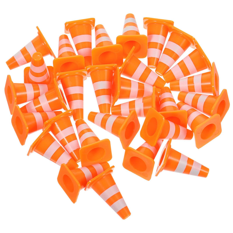 30Pcs Mini Traffic Cones, 1in Mini Traffic Cones Roadblock Signs, Training Roadblock Cones Traffic Scene Roadblocks, Multifunctional Building Theme Party Sports Activity Cones