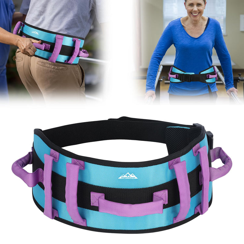 supregear Gait Belt - Anti-Slip Transfer Belt for Seniors, Nursing Safety Patient Assist with 7 Handles - Elderly, Bariatric, Handicap, Physical Therapy - PT Gate Strap Quick-Release Buckle Aqua