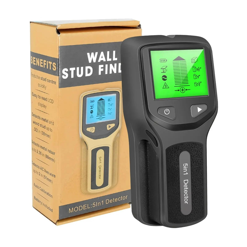 Stud Finder Wall Scanner - 5 in 1 Stud Detector with Intelligent Microprocessor Chip and HD LCD Display, Stud Sensor Beam Finders for Center and Edge of Wood AC Wire Metal Joist Pipe