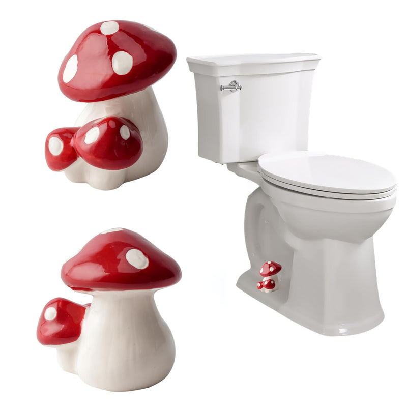 FKOG Ceramic Mushroom Toilet Bolt Caps, Mushroom Toilet Bolt Covers, Toilet Replacement Parts Decorative Bathroom Accessory Cute Bathroom Decor (Mushroom)