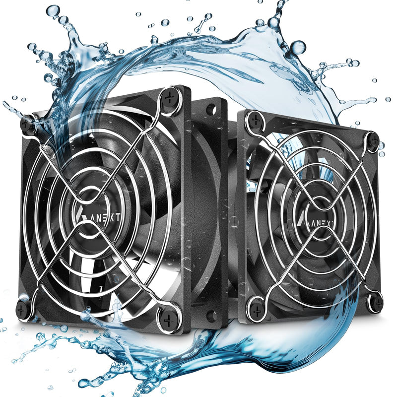 80mm 12V DC Fans, Moisture-Proof Fan 2 Packs, 3500 RPM High Speed, 3 Wires 3-Pins Waterproof Fan, for RV Refrigerator 80mm