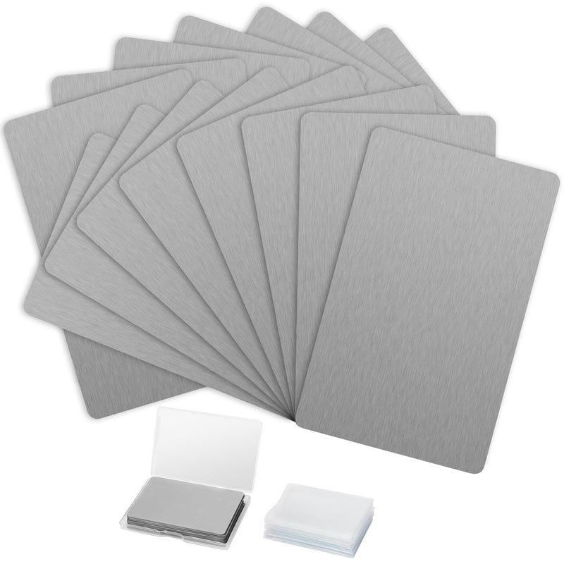 Aluminum Color Blank Nameplate, 15Pcs 86X54X0.8mm Blank Metal Card for Home Indoor DIY Signage Etching, Anodized Aluminum Plate for Laser Printing Engraving (Silver) Silver