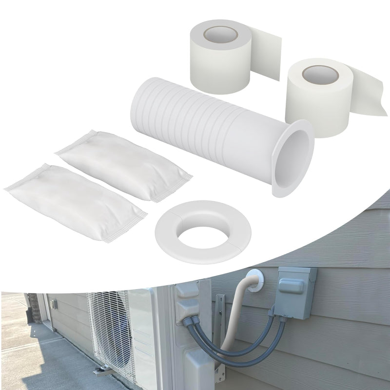 Flamorrow Mini Split Cover Wall Sleeve for Air Conditioning Line Set Covers, AC Sleeve Through Wall for Outside Air Conditioning Line Sets, Pipe Accessories