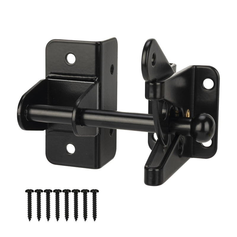 Self Locking Gate Latch for Wooden Fence,Heavy Duty Gravity Fence Latch Privacy Door Latch for Wood Gate,Metal Gates,Vinyl Fence,Gate Hardware Gate Door Lock for Outdoor Pool,Black Finish Finger Pull