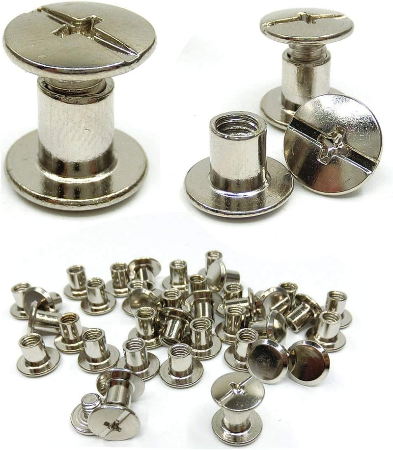 Chicago Binding Screws Post,DANCEPANDA 50 Sets Fastener Leather Repair Screws Metal Round Cross Head for Book Scrapbook Photo Album Belt Tooling (5X 6mm) (5 * 6)