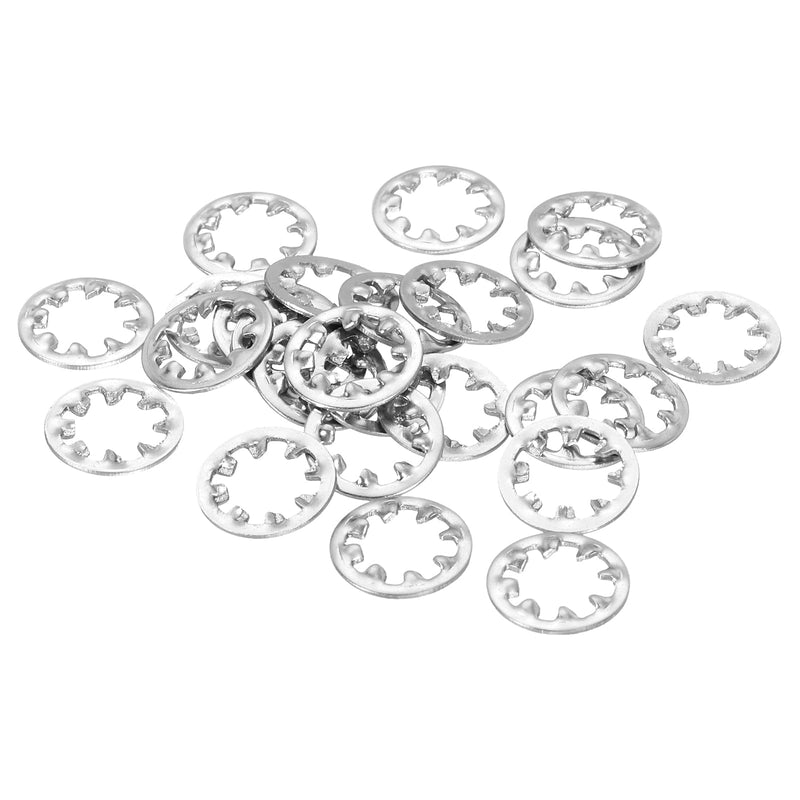 uxcell 100Pcs Internal Tooth Washers, 1/4-Inch Stainless Steel Internal Serrated Washer for Mechanical Equipment Fasteners, Silver Tone 100