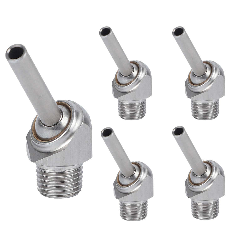 Inclined High-Pressure Cooling Nozzle * 5PC. Installation Thread 1/4" PT 10/30/50mm 304 Material, Suitable for CNC Machine Tools, Lathe Water Spray Jet Cooling.（HTAP-1/4-30)