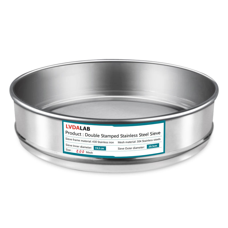 304 Stainless Steel Mesh Lab Sieve, 200 Mesh (0.075mm) Aperture Test Sieve, 7.9Inch(20cm) Diameter Economy Standard Analysis Sample Test Sieves for Industrial Laboratory Homes 200mesh(Ф7.9in/20cm)