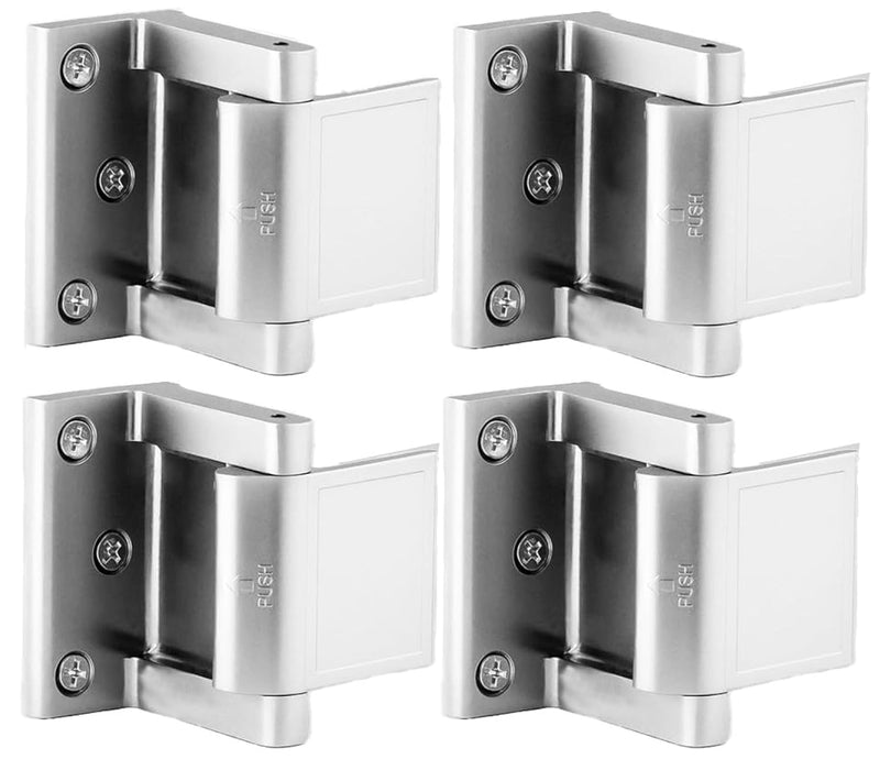 Door Security Lock Zinc Alloy, Door Lock Reinforcer Privacy Door Latch for in-Swinging Doors Extra High Resistance Home, 4pack Satin Nickel 4 Pack