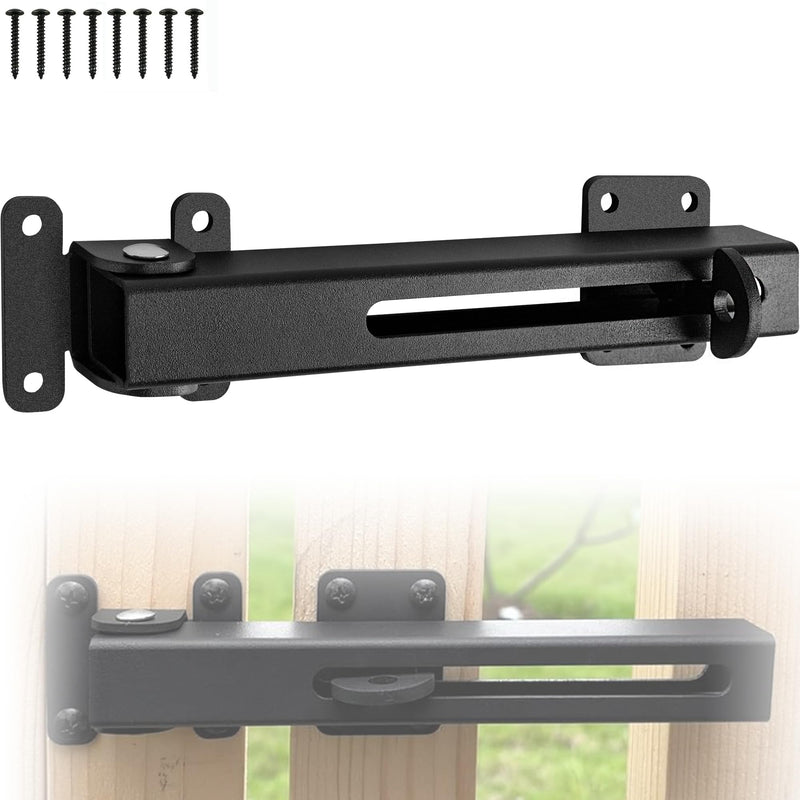 Flip Gate Latch Lock with Padlock Hole, Safety Door Bolt Latch Lock Heavy Duty Adjustable Door Latch, 8" Barn Door Lock, Suitable for Outdoor Wooden Fence, Swing Doors, Sheds, Patio Latches Black 1
