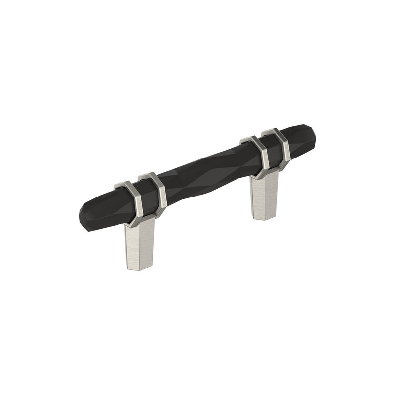 Amerock 3" London Black Bronze/Satin Nickel Drawer Pull | 3 inch (76mm) Center-to-Center Mounting Distance and 5-7/16 inches Overall Length, Durable Zinc Cabinet Hardware 3 Inch (76 mm) Center-to-Center