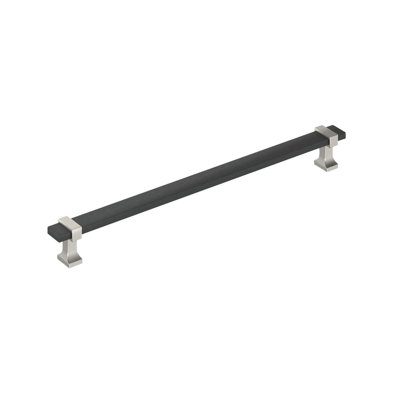 Amerock Overton 10-1/16 inch (256 mm) Center-to-Center Brushed Matte Black/Satin Nickel Cabinet Pull, BP37082BMBG10