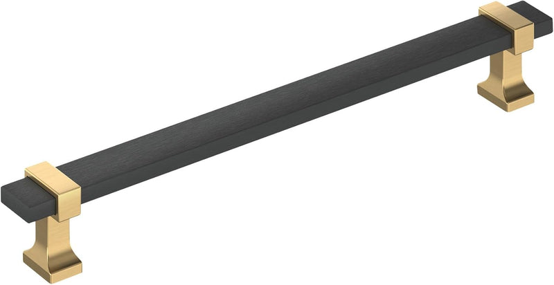 Amerock Overton 7-9/16 inch (192 mm) Center-to-Center Brushed Matte Black/Champagne Bronze Cabinet Pull, BP37081BMBCZ