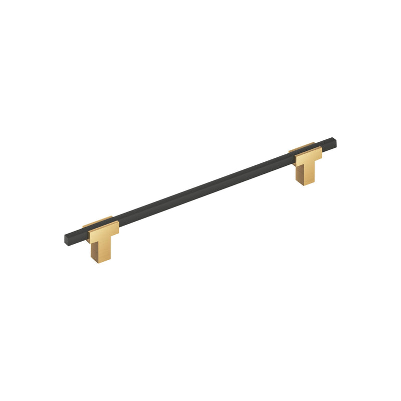 Amerock Urbanite 8-13/16 inch (224 mm) Center-to-Center Champagne Bronze/Matte Black Cabinet Pull, BP77822CZMB