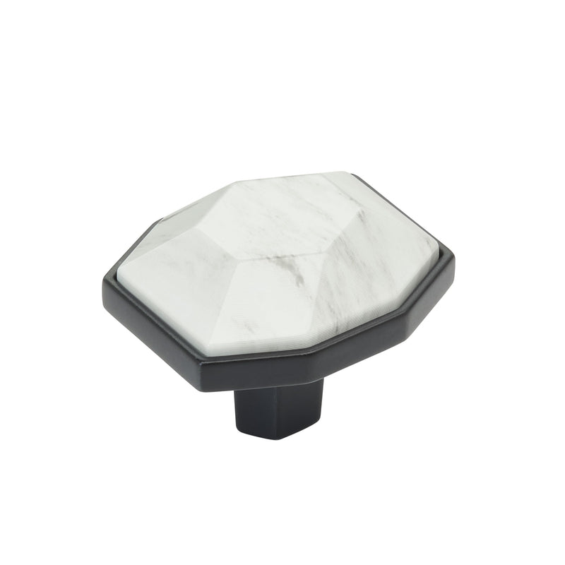 Amerock Carrione 1-5/8 inch (41 mm) Length Marble White/Black Bronze Cabinet Knob, BP36638MWBBR